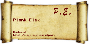Plank Elek névjegykártya